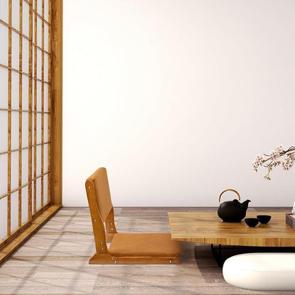 HollyHOME Foldable Japanese Style Floor Chair with Back Support, Tatami Chair with Cushion, Meditation Seat for Bay Window, Living Room, Bedroom, Pumpkin Color