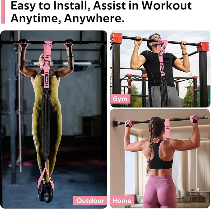 Pull Up Assistance Bands Set, Heavy Duty Adjustable Pull Up Assist Band with Feet Rest, Strength Training Bands for Home Gym Fitness, Pull-Up Bar, Calisthenics and Body Stretching