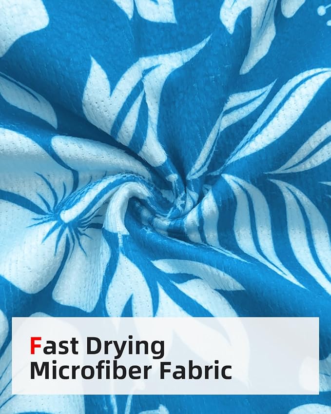 Abahub Surf Poncho Women & Men Towel Poncho Adult with Hood, Thick Quick Dry Changing Poncho Towel, Microfiber Wearable Cover Up for Surfing Beach Swim - Absorbent Changing Towel S (Blue Flower)