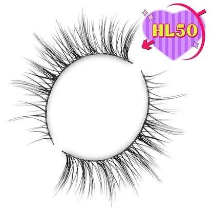 Onlyall Natural Lashes Wispy Lashes Natural Look False Eyelashes Natural Flared Eyelashes False Eye Lashes Soft Fluffy Lashes 7 Pairs HF50-Short Lashes