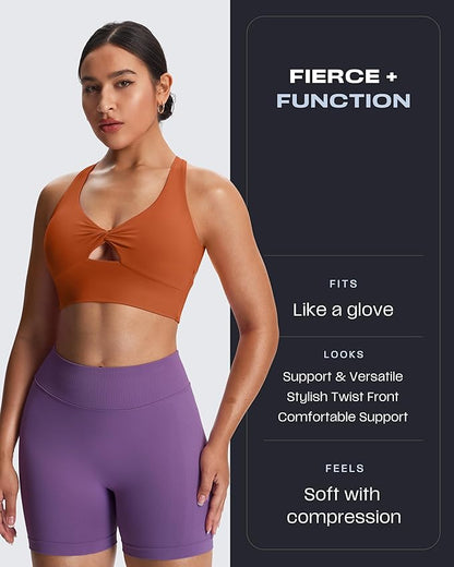 Aoxjox Women's Workout Sports Bras Twist Front Fitness Training Gym Bra Yoga Crop Lola Tank