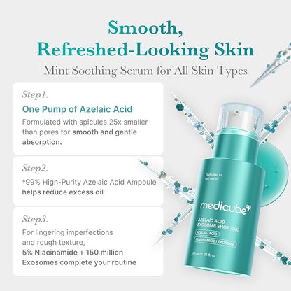 medicube Azelaic Acid Exosome Shot Serum 7500 – Deep Hydration for Smooth, Even Skin Texture | Use for After Spot Care, with Azelaic Acid, Niacinamide | Korean Skincare, 30ml / 1.01 fl.oz