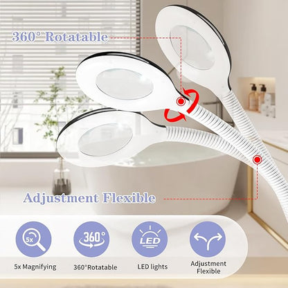 Professional Facial Steamer, 2 in 1 Face Steamer on Wheels, with 5X Magnifying Lamp, Facial Steamer with Time Setting, Stand Face Steamer Adjustable Height for Spa, Salon and at Home use