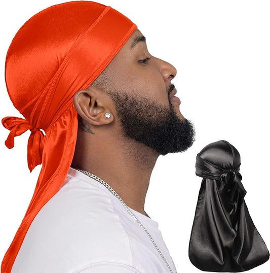 ForceWave 2 Pieces Silky Durag Pack for Men Women Waves, Premium Satin Deluxe Du-rag