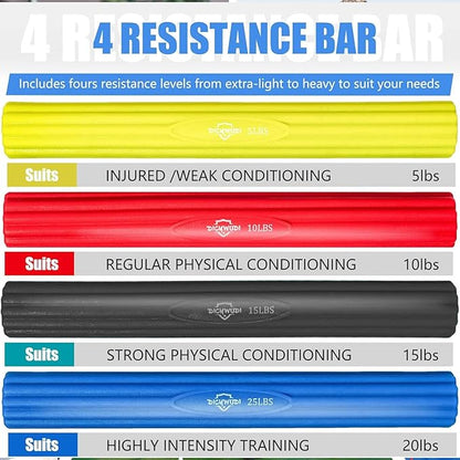 Flex Therapy Bar and Grip Strength Trainers Set, Physical Therapy & Resistance Bar for Golfers Elbow,Tendinitis,Wrist,Forearms Pain, Improve Grip Strength and Relieve Pain