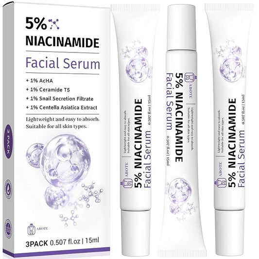 ABOTE 5% Niacinamide Serum for Face with 1% Ceramide Complex | 1% Snail Secretion Filtrate | 1% Hyaluronic Acid Deep Moisturizing Restore Skin Barrier & Skin Tone (3Pack-Each 0.507 fl.oz | 15ml)