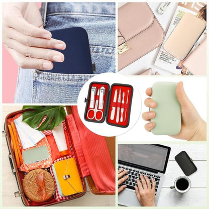 Silver Manicure Set, Nail Clipper Set 7 in 1 Manicure Kit Stainless Steel Nail Clipper Kit Pedicure Kit Portable Nail Grooming Kit Fingernail Toenail Clippers for Men Husband Boyfriend Women
