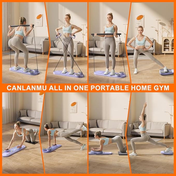 Pilates Board,Multifunctional Rebound Abdominal Board,Foldable Pilates Reformer Set, Ab Core Trainer Machine,Ab Exercise Board,Abs Workout Equipment for Women Home Gym Equipment