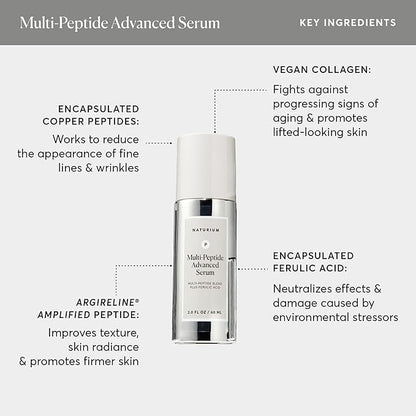 Naturium Multi-Peptide Advanced Serum Jumbo, Firming & Smoothing Face Serum for Fine Lines & Wrinkles with Advanced Multi-Peptide Blend, 2 oz