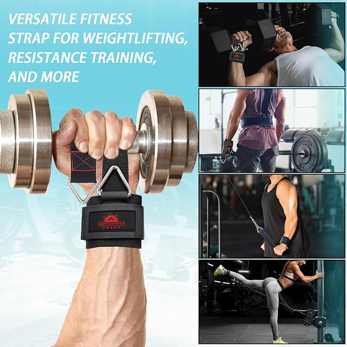 Adjustable Weightlifting Wrist & Ankle Straps with Triangle Ring for Deadlifts, Tricep Pull-Downs, Pilates, Cable Machines & Rehab – Padded Straps for Gym, Physical Therapy, and Recovery