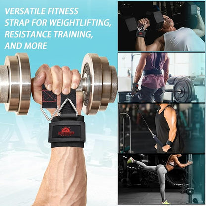 Adjustable Weightlifting Wrist & Ankle Straps with Triangle Ring for Deadlifts, Tricep Pull-Downs, Pilates, Cable Machines & Rehab – Padded Straps for Gym, Physical Therapy, and Recovery