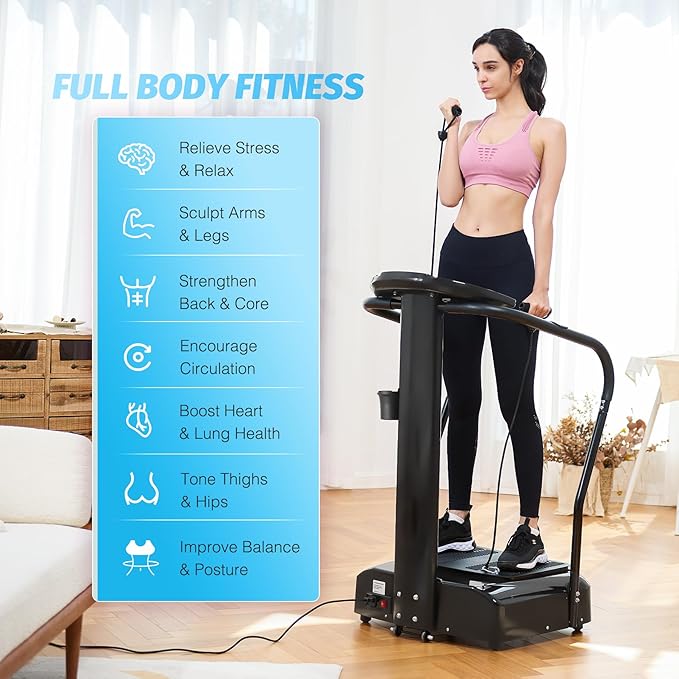 ZELUS Whole Body Vibration Plate, 500W Vibration Plate Exercise Machine with 99 Levels 3 Preset Modes & 2 Resistance Bands, Training Fitness Vibration Platform Machine for Home Gym with 330lb Capacity