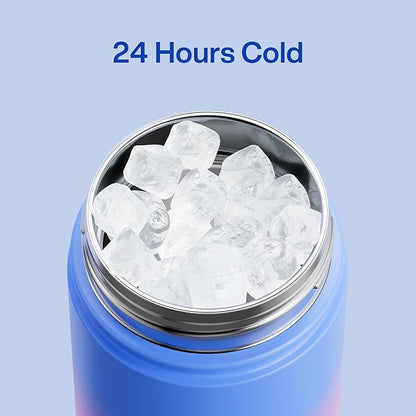 Insulated Water Bottle with Straw Stainless Steel Water Bottle, Leak-Proof, BPA-Free, Double Wall Vacuum Keeps Cold for 24 Hours for Sports, Travel, School (18 oz, Frosted Lilac)