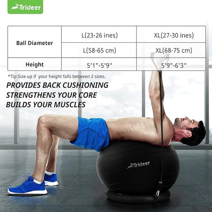 Trideer Ball Chair - Yoga Ball with Base & Bands for Home Gym Workout