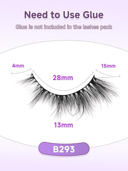 False False Eyelashes Lashes Cat Eye Natural 15mm Manga Eyelashes Wispy with Thin Band 3D Volume False Lashes Anime Lashes Soft Strip Lashes Pack C Curl Fake Eyelashes 7 Pair EVENTILL