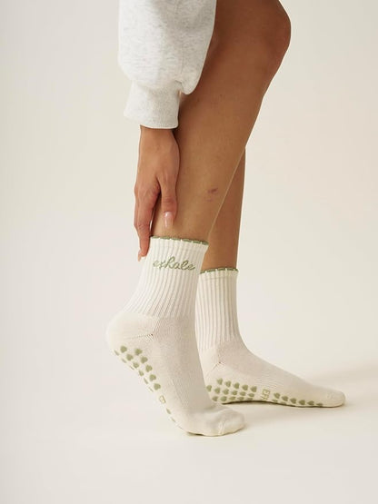 Crew Half Calf Grip Socks, Cutest Fruits Pilates Socks, Ruffle socks, Non-Slip, Barre Yoga Fitness
