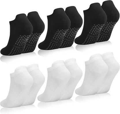 6 Pairs Womens Pilates Socks Non Slip Yoga Socks with Grips Barre Hospital Athletic Socks for Women