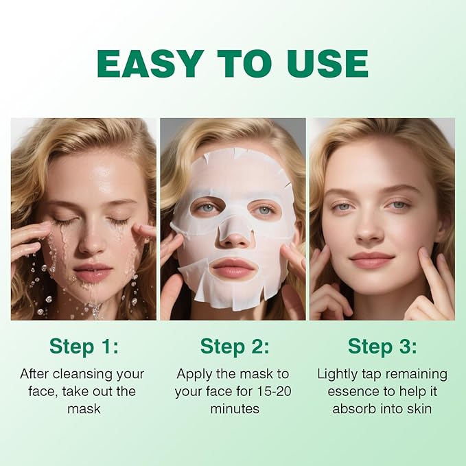 Tea Tree Facial Mask for Women,Hydrating Face Mask Sheet Home SPA,Moisturizing Face Sheet Mask for Dry, Oily,Sensitive Skin 30ml（5Pack）