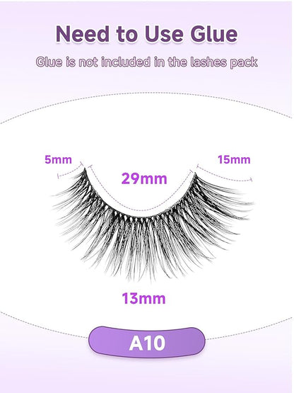 Eyelashes Natural Cat Eye Lashes 15mm Wispy Eyelashes Thin Band False Eyelash 3D Volume False Lashes Soft Lash Strips C Curl Natural Fake Lash 10 Pair EVENTILL