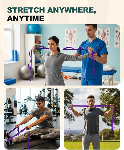 Trideer Stretching Strap Yoga Strap Physical Therapy for Home Workout, Exercise, Pilates and Gymnastics, 10 Loops Non-Elastic Stretch Bands with Aesthetic Packaging for Women & Men