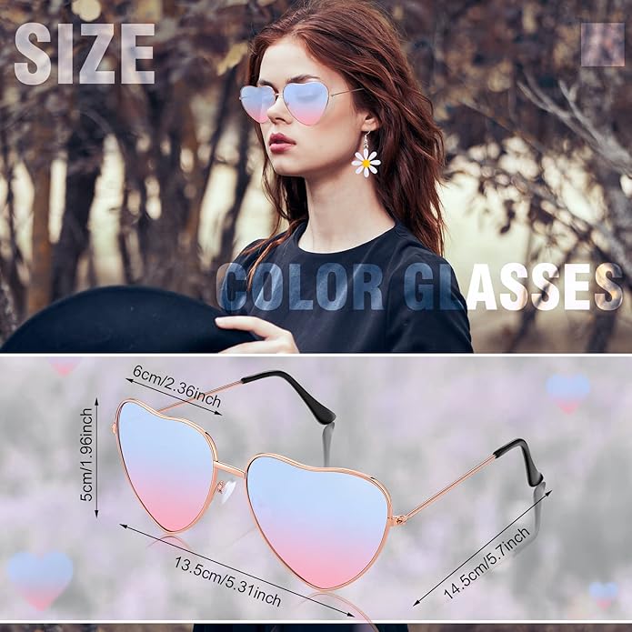 4 Pcs Hippie Costume Accessories Set 70s Peace Sign 60s Outfits for Women Necklace Daisy Earrings Flower Headband Sunglasses