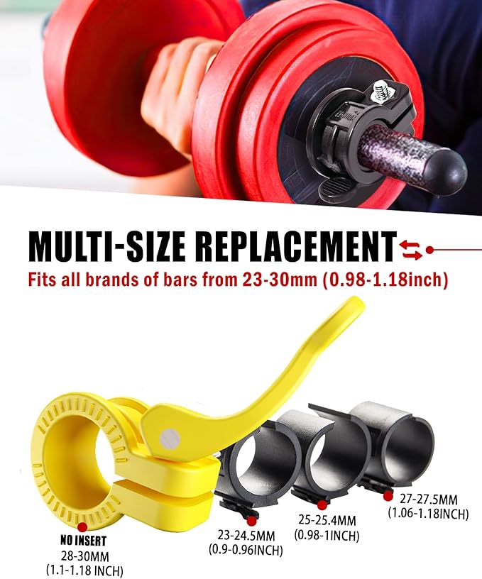 Mini Pro Barbell Clips 1 inch I Multi-Size Adjustable Barbell Collar I 1 inch Barbell ClampsIQuick Release Weight Clips Pair of Locking for Dumbbell Bar