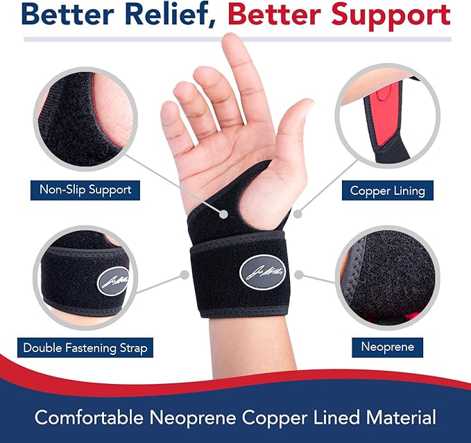 Doctor-Developed Gym Wrist Wraps, Lifting Wrist Wraps for Weightlifting, & wrist compression brace for Workout, weightlifting straps With Thumb Loops, wrist wraps for weightlifting for Wrist Support, lifting straps gym for Men & Women – Black (Single)
