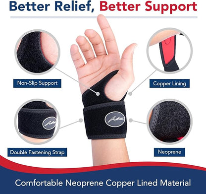 Doctor-Developed Gym Wrist Wraps, Lifting Wrist Wraps for Weightlifting, & wrist compression brace for Workout, weightlifting straps With Thumb Loops, wrist wraps for weightlifting for Wrist Support, lifting straps gym for Men & Women – Black (Single)