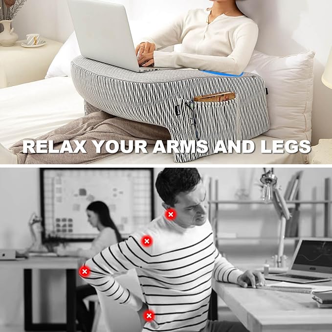 Reading Pillow for Lap, Extra Large Arm Rest Pillow for Adult, Memory Foam Lap Desk Pillow for Reading, Working, Crocheting, Playing Steam Deck Switch or Sitting in Bed Couch(Ash Grey)