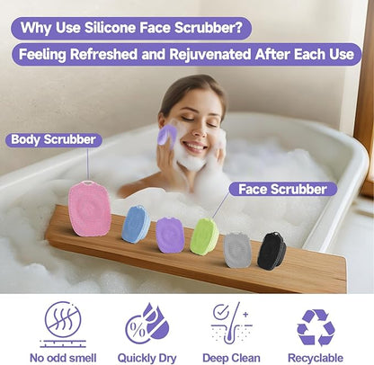 2 PCS Face Scrubber, Soft Silicone Face Exfoliator with Suction Cup for Man and Women Deep Skin Clean, Gentle Facial Cleaning Brush Suitable for All Sensitive Skin (Purple)