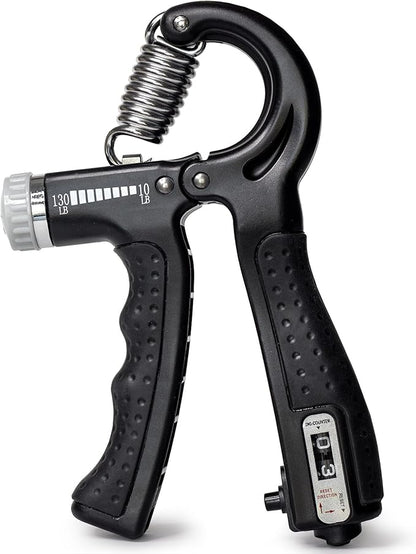 DMI Compact Hand Exercise Grip Strengtheners with Adjustable Weight Resistance from 10-130lbs, Grip Tracker keeps Track of Number of Squeezes, FSA & HSA Eligible, Set of 2