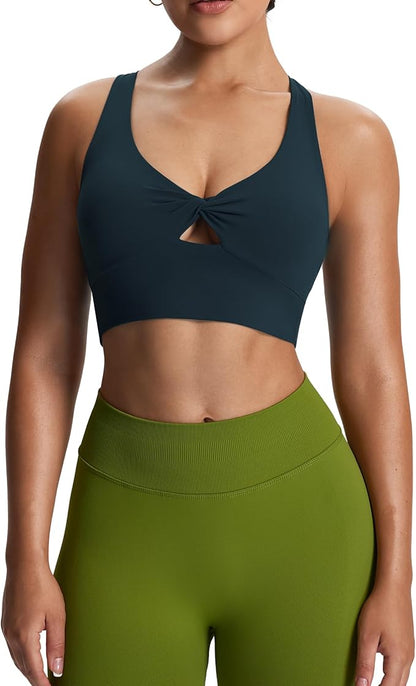 Aoxjox Women's Workout Sports Bras Twist Front Fitness Training Gym Bra Yoga Crop Lola Tank