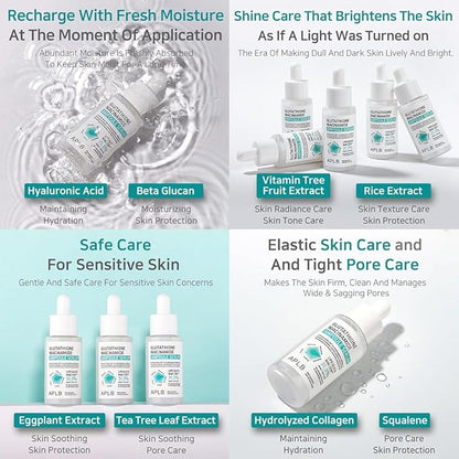 APLB Glutathione Niacinamide Ampoule Serum | LIPO GLUTA NIAC CEN™ 31.3% 1.35 FL.OZ/Korean Skincare, Long lasting moisturizing, Improve skin elasticity, Revitalize for gentle and improve skin texture