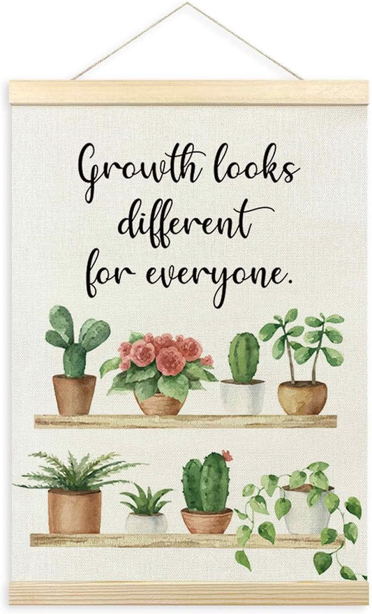 TLESKE Mental Health Poster Hanger Frame, Motivational Inspirational Hanging Wall Art Decor for Plant Lovers Therapy Counseling Office, Growth Looks Different for Everyone Wall Prints Picture, 12x16
