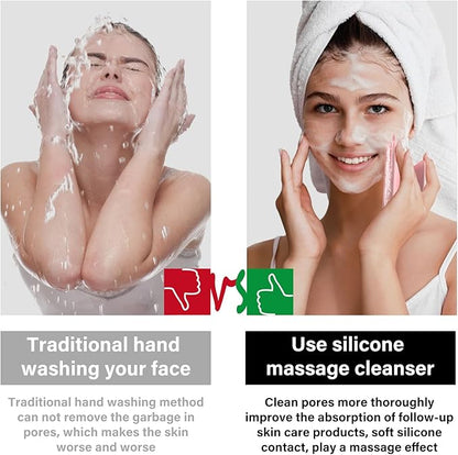 3 Pack Face Scrubber,Silicone Facial Cleansing Brush for Men & Women,Reusable Gentle Facial Waterproof Cleansing Skin Brush Exfoliating Scrubber for Sensitive Skin (Black+Pink+Gray)