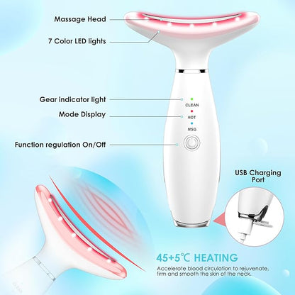 Anti-rinkles Facial Massager - Red-Light Therapy for Face and Neck, Sculpting Tool with 7 Color, At-Home Face Tool for Skin Care (White)