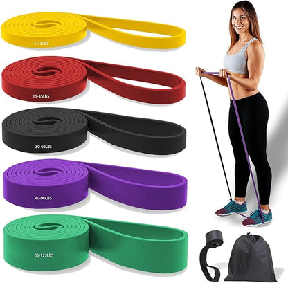Resistance Bands Set 5 PCS Heavy Duty Stretch Exercise Bands Pull Up Bands Set Resistance Bands with Storage Bag Exercise Bands for Working Out, Muscle Training