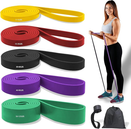 Resistance Bands Set 5 PCS Heavy Duty Stretch Exercise Bands Pull Up Bands Set Resistance Bands with Storage Bag Exercise Bands for Working Out, Muscle Training