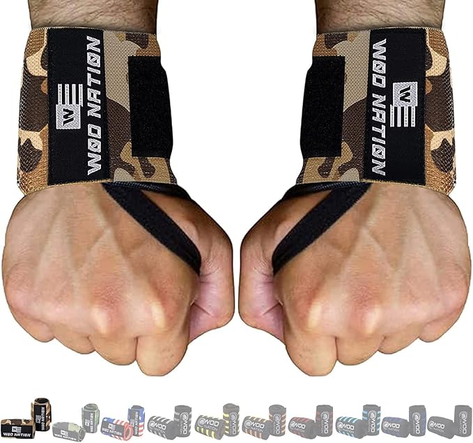 WOD Nation Wrist Wraps for Weightlifting & Strength Training – Professional Gym Straps w/Thumb Loop for Men & Women