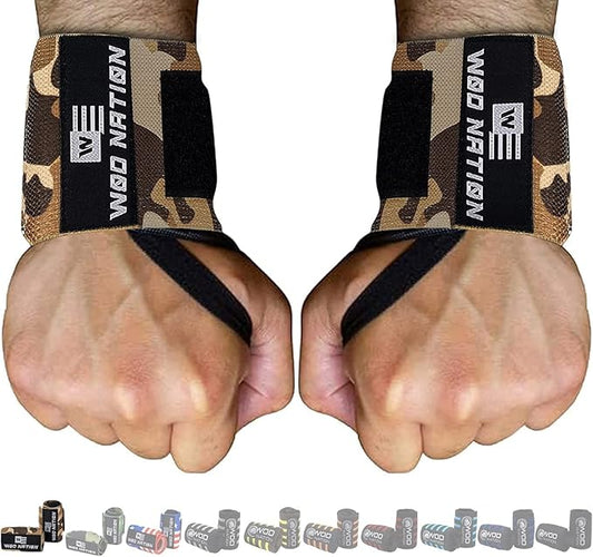 WOD Nation Wrist Wraps for Weightlifting & Strength Training – Professional Gym Straps w/Thumb Loop for Men & Women