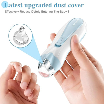Baby Nail Trimmer Electric Baby Nail File,USB Charging 15 in 1 Nail Clippers kit with Dust Cover LED Light,Trim Buffer Kit for Newborn Infant Toddler or Adults Toes Fingernails Care（Blue）