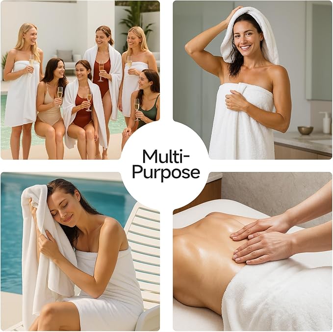 REDKISS Ultra-Plush Bath Towel Set - 900GSM Premium Thick Cotton for Bathroom & Spa, Super Absorbent Bath with No Shedding (2-Piece Bath Twoel Set for Adults, Luxury Hotel & Home Use)-White