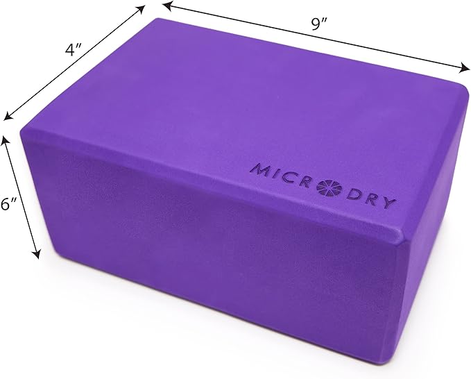 MICRODRY - Stretching & Exercise Foam Blocks, Yoga, Pilates Equipment for Home Workouts, Fitness Accessories for Home & Gym, Slip-Resistant, EVA Foam Block, 9 x 4 x 6 inches