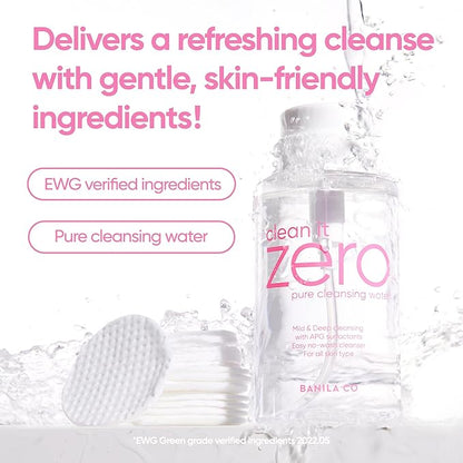 BANILA CO Clean It Zero Pure Cleansing Water | Gentle Cleanser for Sensitive Skin | Micellar Water Makeup Remover No Rinse & Oil Free (310ml / 10.48 fl.oz)