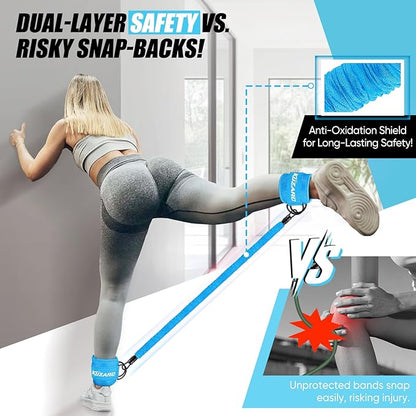 Ankle Resistance Bands with Cuffs, Ankle Weights Bands for Working Out, Women Leg and Glutes Workout Equipment, Exercise Bands for Kickbacks, Butt and Booty Trainer, Home Gym Fitness Equipment