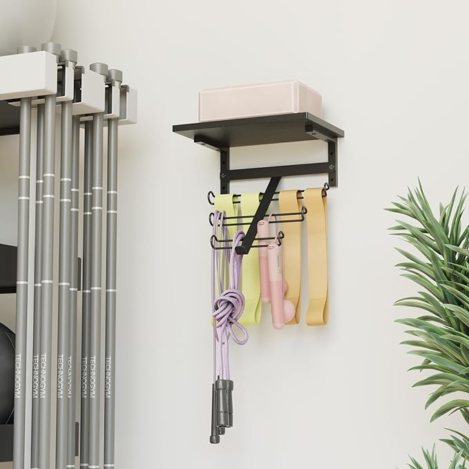TJ.MOREE Resistance Rack Band Storage Hanger with Shelf Gym Equipment Organizer, Storage Rack for Home Gym