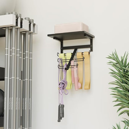 TJ.MOREE Resistance Rack Band Storage Hanger with Shelf Gym Equipment Organizer, Storage Rack for Home Gym