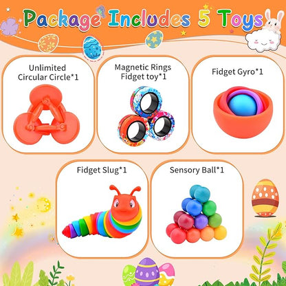 Fidget Toys for Kids 8-12 Pack, Sensory Toys Set Easter Basket Stuffers for Adults Teen Autism, Fidget Spinner, Sensory Ball Desk Toy Stress Relief Gift for ADHD Toddler