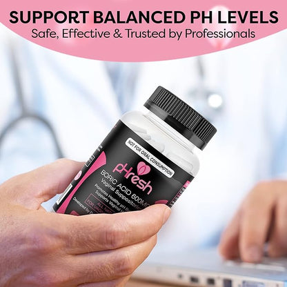 pHresh Boric Acid Suppositories for Women, Suppositories for Odor Use, Natural Feminine Care Supports Vaginal Health & Promotes Healthy pH Balance - Made in USA
