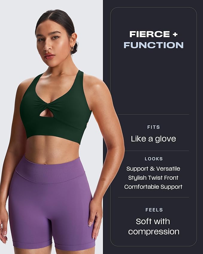 Aoxjox Women's Workout Sports Bras Twist Front Fitness Training Gym Bra Yoga Crop Lola Tank